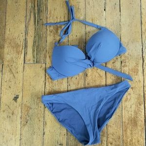 Blue halter bikini